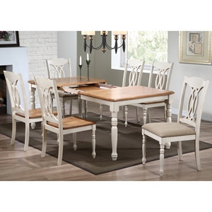 Meredith 7 Piece Extending Dining Set - Cut-Out Back Chairs, Caramel & Biscotti 