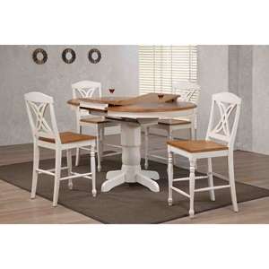 5 Pieces Counter Dining Set - Butterfly Back, Wood Seat, Caramel and Biscotti 