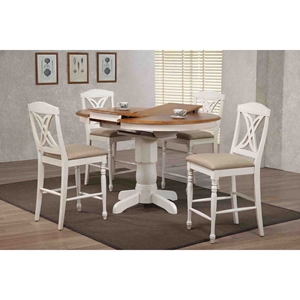 5 Pieces Counter Dining Set - Butterfly Back, Padded Seat, Caramel and Biscotti 
