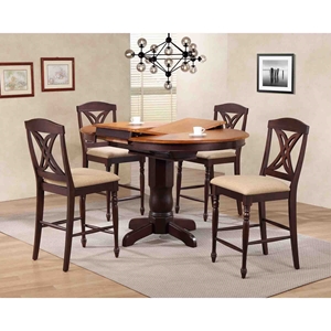 5 Pieces Counter Dining Set - Butterfly Back, Padded Seat, Whiskey and Mocha 