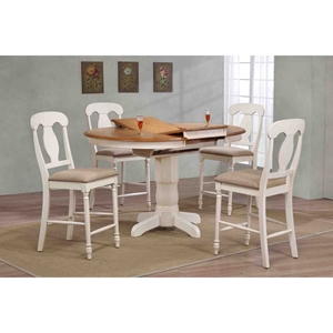 5 Pieces Counter Dining Set - Poleon Back, Padded Seat, Caramel and Biscotti 