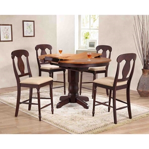 5 Pieces Counter Dining Set - Poleon Back, Padded Seat, Whiskey and Mocha 