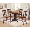 5 Pieces Counter Dining Set - Poleon Back, Wood Seat, Whiskey and Mocha - ICON-RD42-STC53-WY-MA