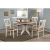 5 Pieces Contemporary Dining Set - Double X-Back, Wood Seat, Caramel and Biscotti - ICON-RD45-CON-CH56-CL-BI