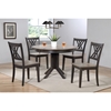 5 Pieces Contemporary Dining Set - Double X-Back, Wood Seat, Gray Stone and Black Stone - ICON-RD45-CON-CH56-GRS-BKS
