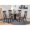 5 Pieces Contemporary Dining Set - Panel Back, Wood Seat, Gray Stone and Black Stone - ICON-RD45-CON-CH57-GRS-BKS