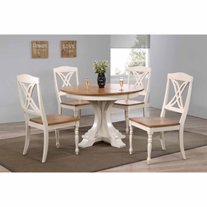 5 Pieces Deco Dining Set - Butterfly Back, Wood Seat, Caramel and Biscotti 