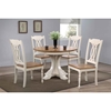 5 Pieces Deco Dining Set - Traditional Back, Wood Seat, Caramel and Biscotti - ICON-RD45-DECO-CH52-CL-BI