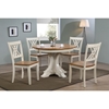 5 Pieces Deco Dining Set - Double X-Back, Wood Seat, Caramel and Biscotti - ICON-RD45-DECO-CH56-CL-BI