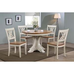 5 Pieces Deco Dining Set - Double X-Back, Wood Seat, Caramel and Biscotti 