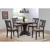 5 Pieces Deco Dining Set - Double X-Back, Wood Seat, Gray Stone and Black Stone - ICON-RD45-DECO-CH56-GRS-BKS