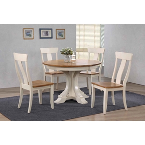 5 Pieces Deco Dining Set - Panel Back, Wood Seat, Caramel and Biscotti 