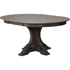 Round Deco Dining Table - Gray Stone and Black Stone 