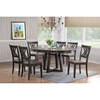 Antiqued Grey Stone Black Stone Double X-Back 7-Piece Cross Pedestal Dining Set (45"x45"x63") - ICON-RD45-T-GRS-BKS-BS-RD45-CRS-BKS-CH56-GRS-BKS-7PC