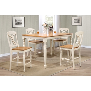 5-Piece Counter Dining Set - Wood Seat, Butterfly Back, Caramel, Biscotti 
