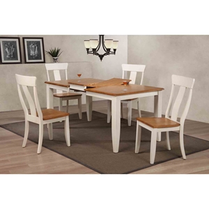 5 Pieces Rectangle Dining Set - Panel Back, Wood Seat, Caramel and Biscotti 