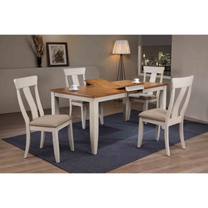 5 Pieces Rectangle Dining Set - Panel Back, Padded Seat, Caramel and Biscotti 