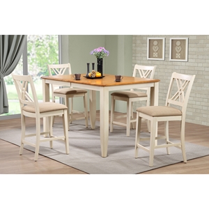 5-Piece Double X-Back Counter Dining Set - Caramel and Biscotti 