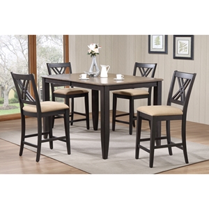 5-Piece Double X-Back Counter Dining Set - Gray and Black 
