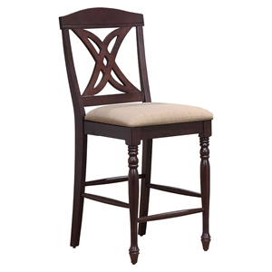 Butterfly Back 24" Counter Stool - Upholstered Seat, Mocha 