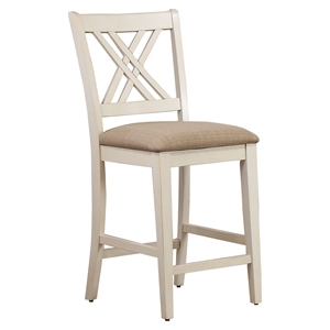 Double X-Back 24" Counter Stool - Upholstered Seat, Biscotti 