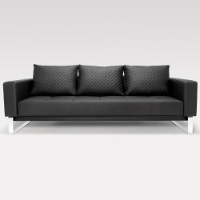 Cassius Deluxe Sofa Bed - Full Size, Sled Legs, Black Leather Look