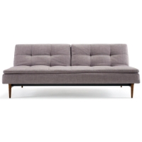 Dublexo Deluxe Tufted Sofa Bed - Walnut Wood, Begum Dark Gray