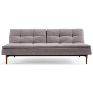 Dublexo Deluxe Tufted Sofa Bed - Walnut Wood, Begum Dark Gray 