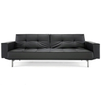 Splitback Deluxe Track Arm Sofa - Convertible, Steel Legs, Black