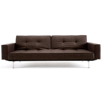 Splitback Deluxe Track Arm Sofa - Convertible, Steel Legs, Brown