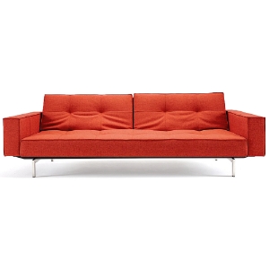 Splitback Deluxe Track Arm Sofa - Convertible, Steel Legs, Orange 