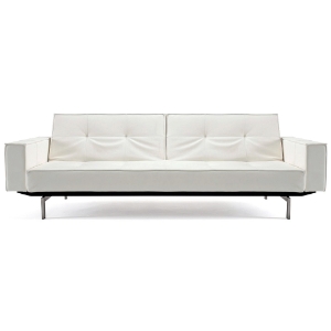 Splitback Deluxe Track Arm Sofa - Convertible, Steel Legs, White 