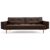 Splitback Deluxe Track Arm Sofa - Convertible, Wood Legs, Brown