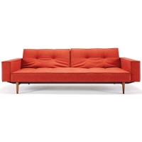 Splitback Deluxe Track Arm Sofa - Convertible, Wood Legs, Orange