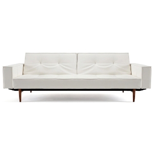 Splitback Deluxe Track Arm Sofa - Convertible, Wood Legs, White 