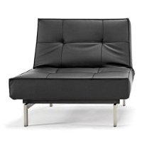 Splitback Deluxe Convertible Chair - Steel Legs, Black Leather Look