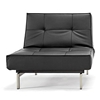 Splitback Deluxe Convertible Chair - Steel Legs, Black Leather Look - INN-94-741011C582-8-2