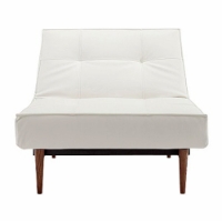 Splitback Deluxe Convertible Chair - Walnut Wood Legs, White