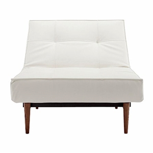 Splitback Deluxe Convertible Chair - Walnut Wood Legs, White 
