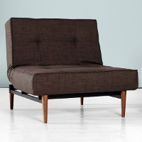 Splitback Deluxe Convertible Chair - Wood Legs, Dark Brown