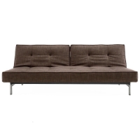 Splitback Deluxe Sofa Bed - Stainless Steel, Begum Dark Brown