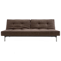 Splitback Deluxe Sofa Bed - Stainless Steel, Begum Dark Brown