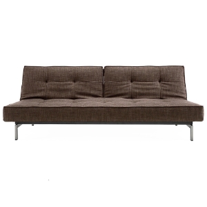 Splitback Deluxe Sofa Bed - Stainless Steel, Begum Dark Brown 