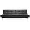 Splitback Deluxe Sofa Bed - Stainless Steel, Black Leather Look - INN-94-741010C582-8-2