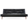 Splitback Deluxe Sofa Bed - Walnut Wood, Black Leather Look - INN-94-741010C582-3-2