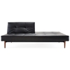 Splitback Deluxe Sofa Bed - Walnut Wood, Black Leather Look - INN-94-741010C582-3-2