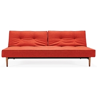Splitback Deluxe Sofa Bed - Walnut Wood, Burned Orange