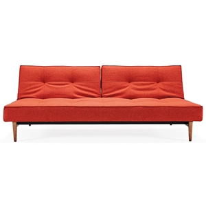 Splitback Deluxe Sofa Bed - Walnut Wood, Burned Orange 