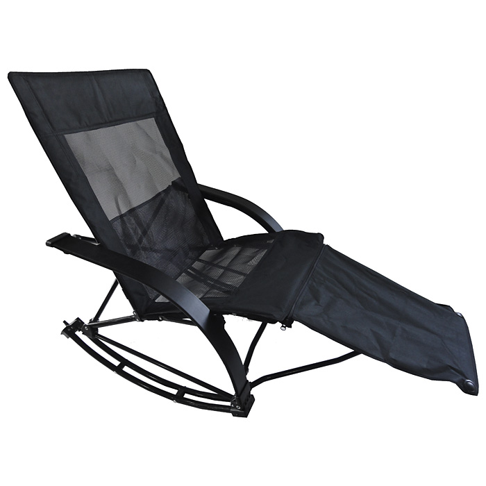 Redford Folding Rocker Chair - Saddle Brown Microsuede | DCG Stores