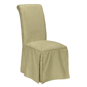 Parson Beige Microfiber Dining Chair with Skirt 